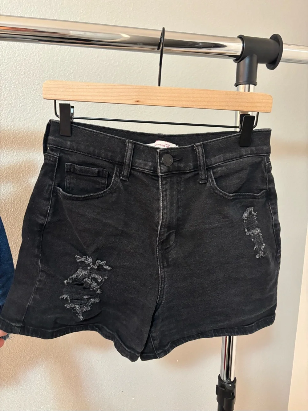 SO Distressed Boyfriend Midi Denim Shorts Duo - Blue & Black